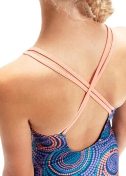 Speedo Girl's Allover Printed Twinstrap Swimsuit - Ammonite/ Soft Coral/ Miami Lilac/ Aquarium