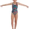 Speedo Girl's Digital Allover Leaderback Swimsuit - Black/ Red/ Pink/ Blue
