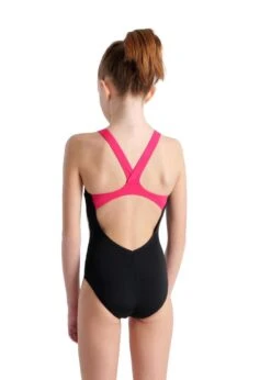 Arena Girl's V Back Swimsuit - Black/Freak Rose