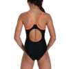 Speedo Girl's Boom Logo Thinstrap Muscleback Swimsuit - Black/ Siren Red/ Papaya Punch