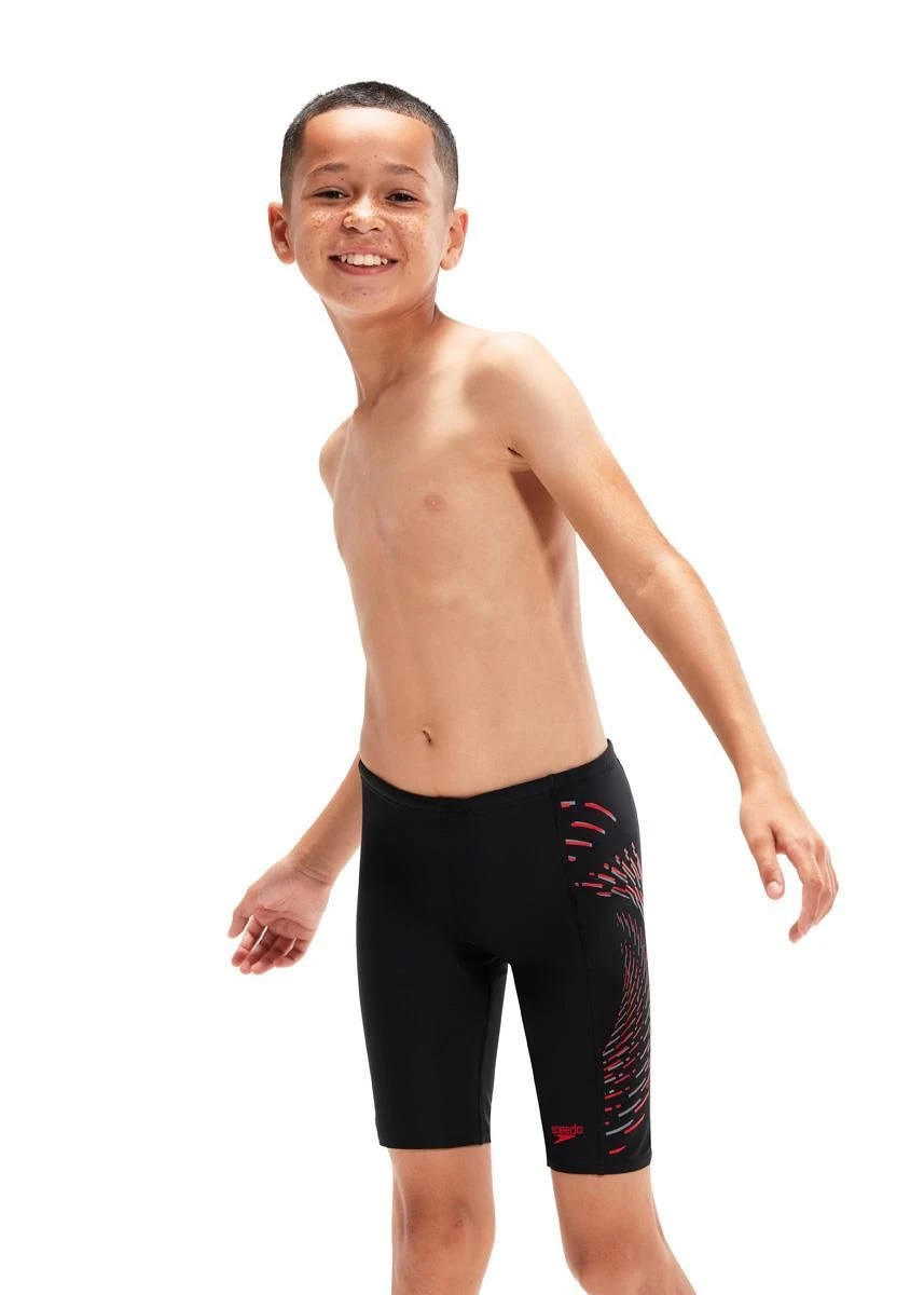 Speedo Boy's Plastisol Placement Jammer - Black/ Fed Red/ Dapple Grey 2 Speedo Boy's Plastisol Placement Jammer - Black/ Fed Red/ Dapple Grey - Image 2