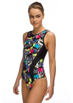 Maru Test Card Sparkle Swimsuit - Grey -Swimsuit Store upload fs6083 side left